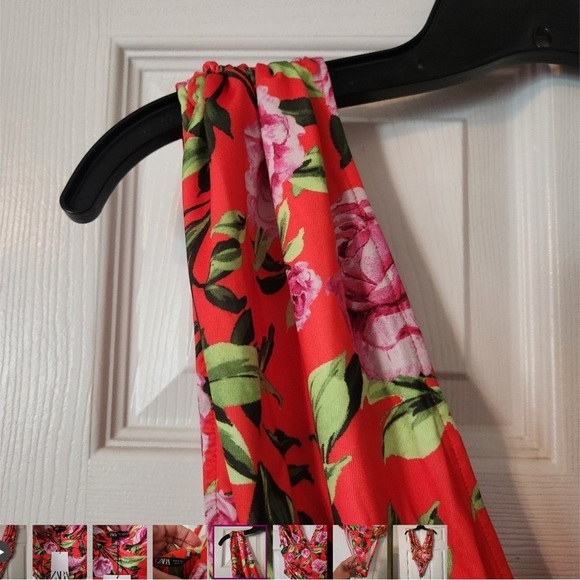 Zara Red and Pink Bodysuit with Bold Floral Design - Picture 4 of 7